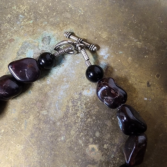 Vintage Tumbled Amethyst Chunky Necklace Polished Stone Raw Heavy Chakra 16" - Picture 4 of 12